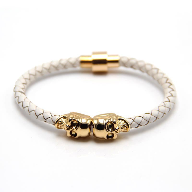 Wholesale Punk Style Skull Leather Men's Bracelet